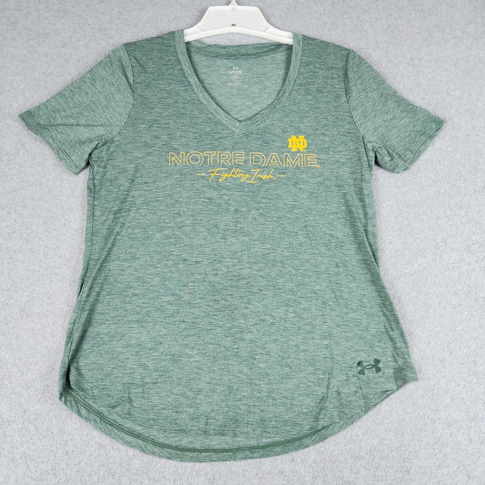 Notre Dame Fighting Irish Shirt Womens Small Green Under Armour NCAA Football